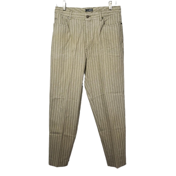 VTG 1990s Striped Jeans High-Rise Mom Pinstripe Denim Lizwear Taupe Green - Picture 1 of 6